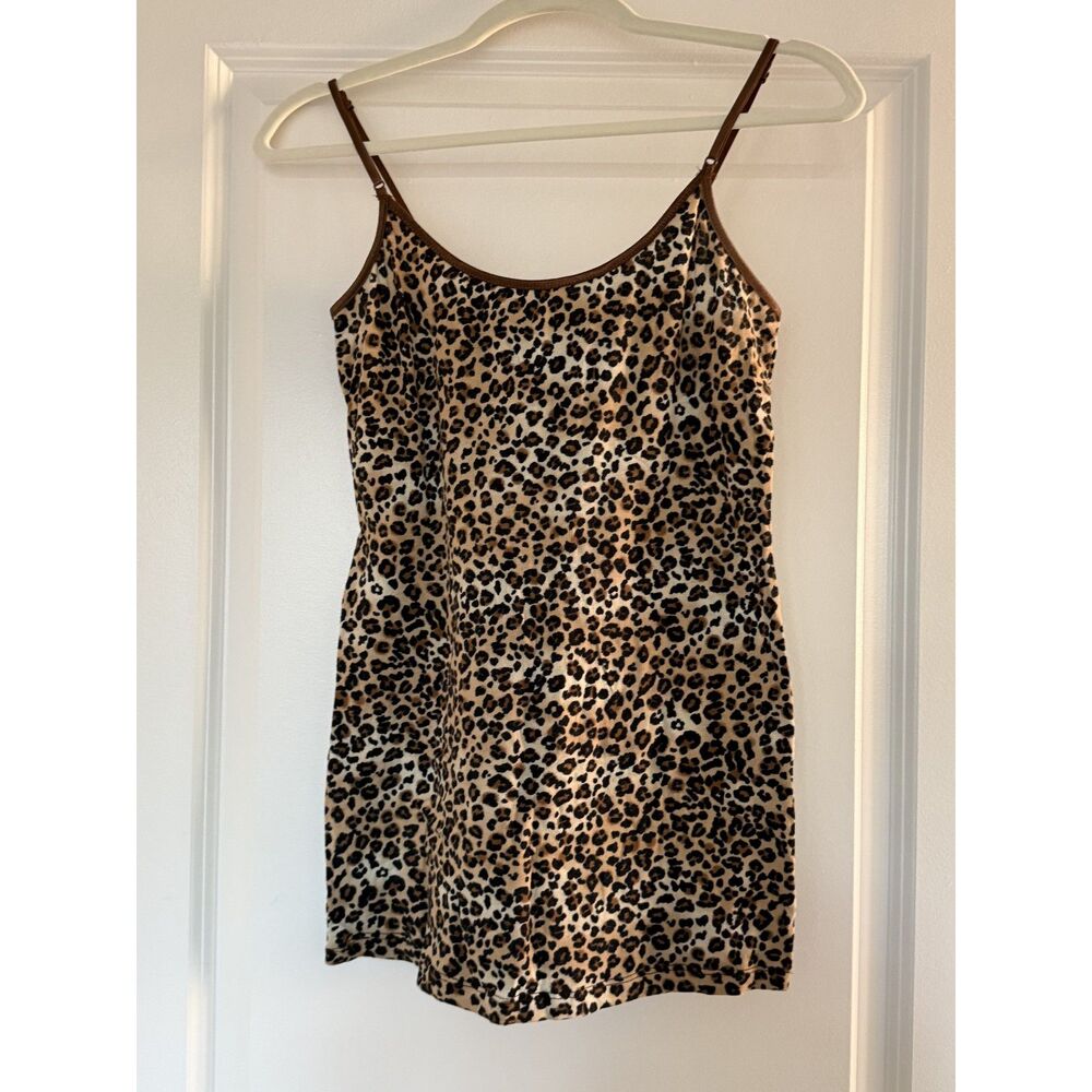 Cheetah Spaghetti Strap Tank Top Y2K Size Large GUC Layering 2000s Brown